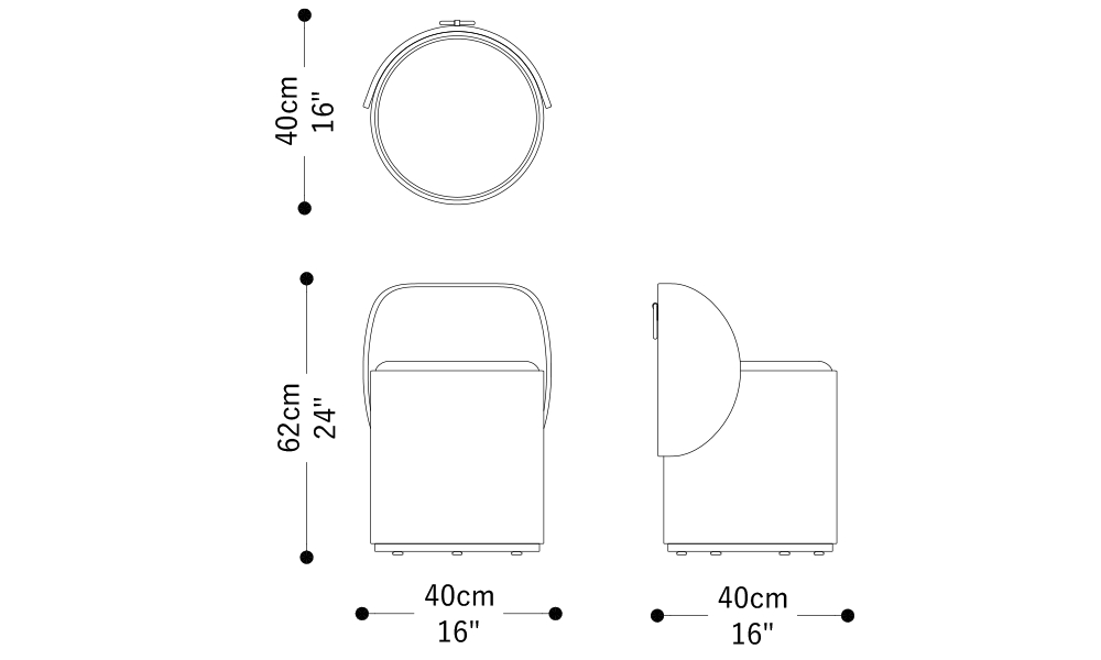 Image of the main dimensions of the product